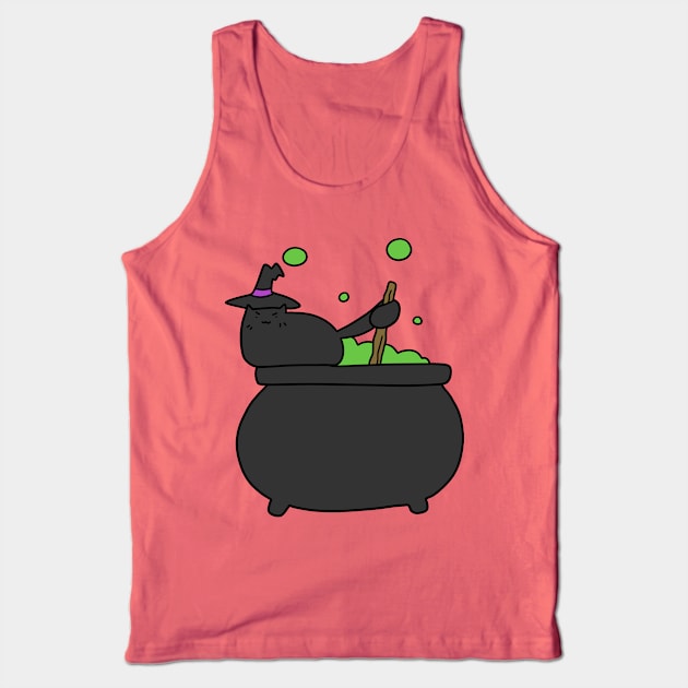 Black Cat and Bubbling Green Cauldron Tank Top by saradaboru